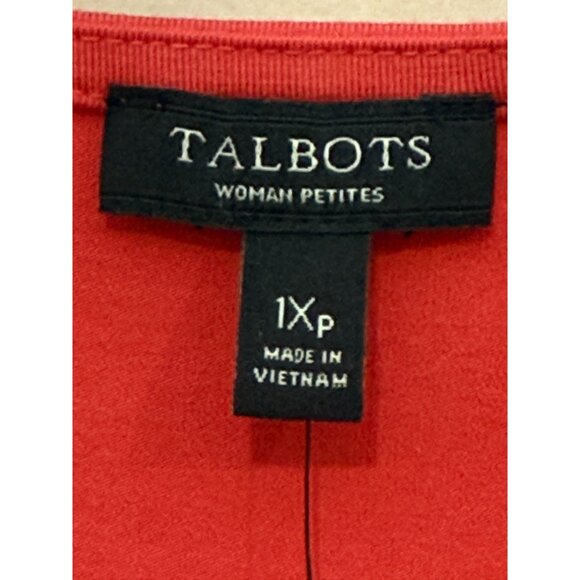 Talbots Women Petite Coral Cap Sleeve Basic Top NWT Size 1XP Double Layer Front - Picture 2 of 6